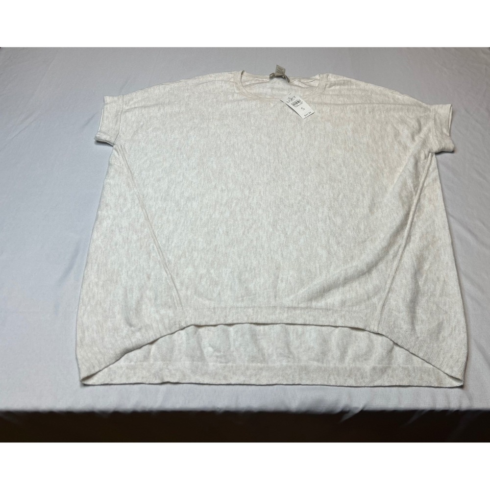 Loft Outlet Oatmeal Heather Short Sleeve High Low Sweater Top Size S NWT